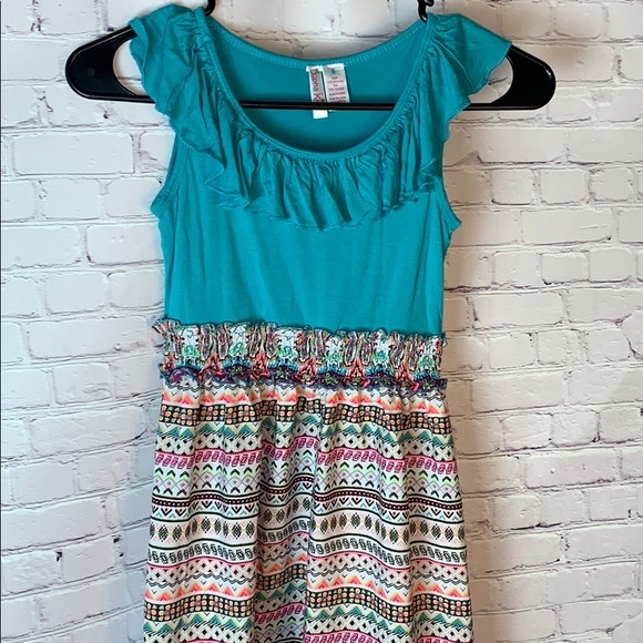 Girls Dress turquoise Aztec Pattern skirt long - Picture 2 of 15
